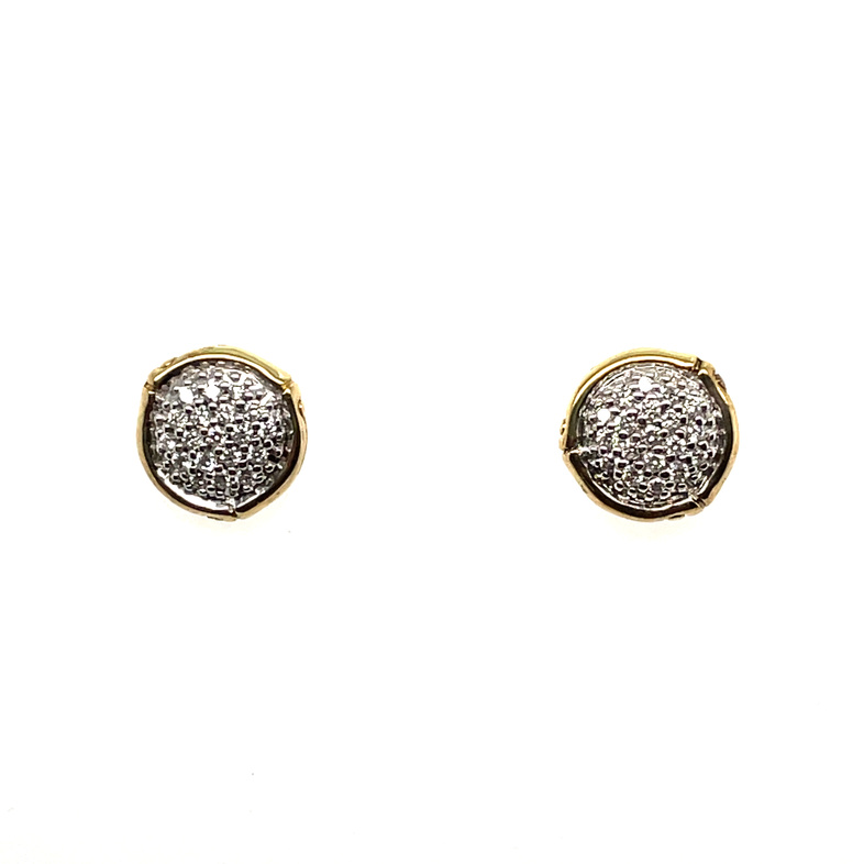 Bamboo Stud Earring in 18K Gold with Diamonds