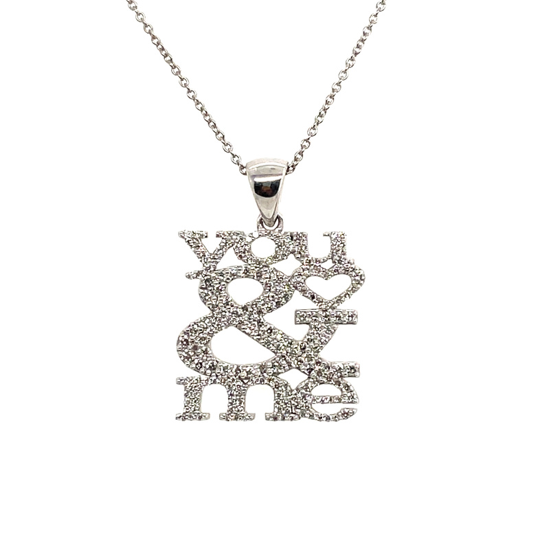 LDS SUPER MAN-MADE LAB CREATED YOU & ME DIAMOND PENDANT/CHAIN CONTAINING: 192 ROUND DIAMONDS; .70CTW; SILVER CHAIN INCLUDED
