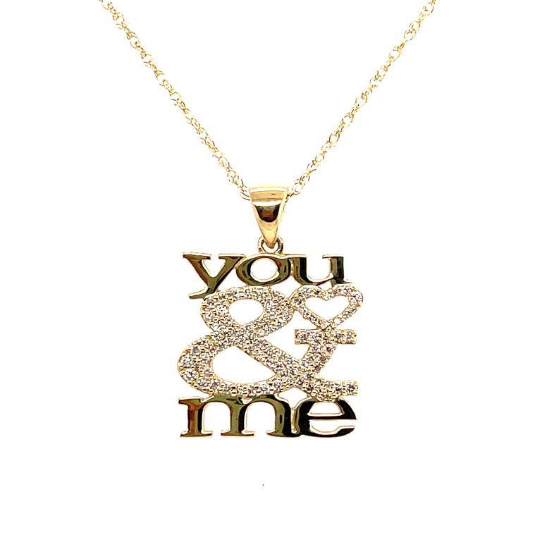 SUPER MAN-MADE LAB CREATED YOU & ME DIAMOND PENDANT/CHAIN CONTAINING: 89 ROUND DIAMONDS; .43CTW; 14KY CHAIN INCLUDED