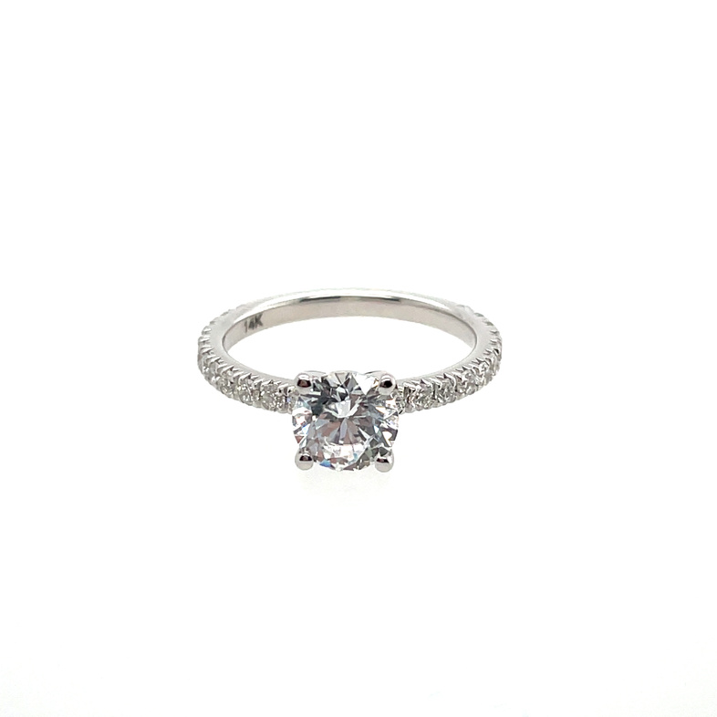 ARTCARVED .50CTW DIAMOND ENGAGEMENT RING SEMI MOUNTING (WITH CZ CENTER) CONTAINING: 22 ROUND PRONG-SET DIAMONDS; 14KW