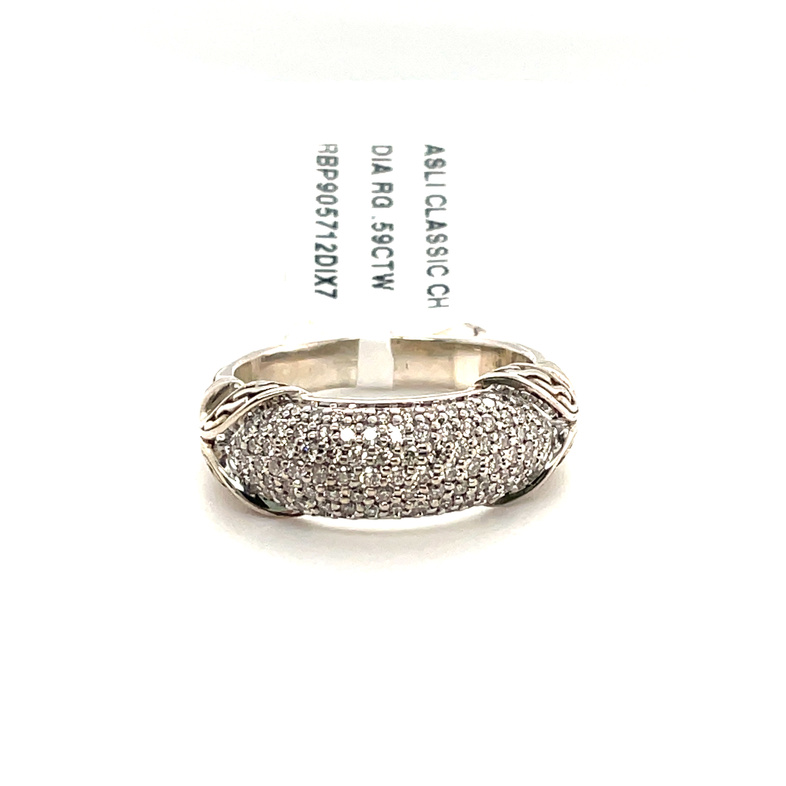 Asli Classic Chain Link Silver Diamond Pave Ring