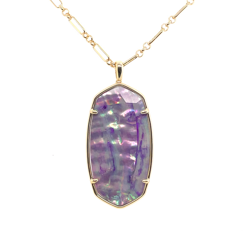 KENDRA SCOTT FACETED REID LILAC ABALONE GOLD TONE NECKLACE