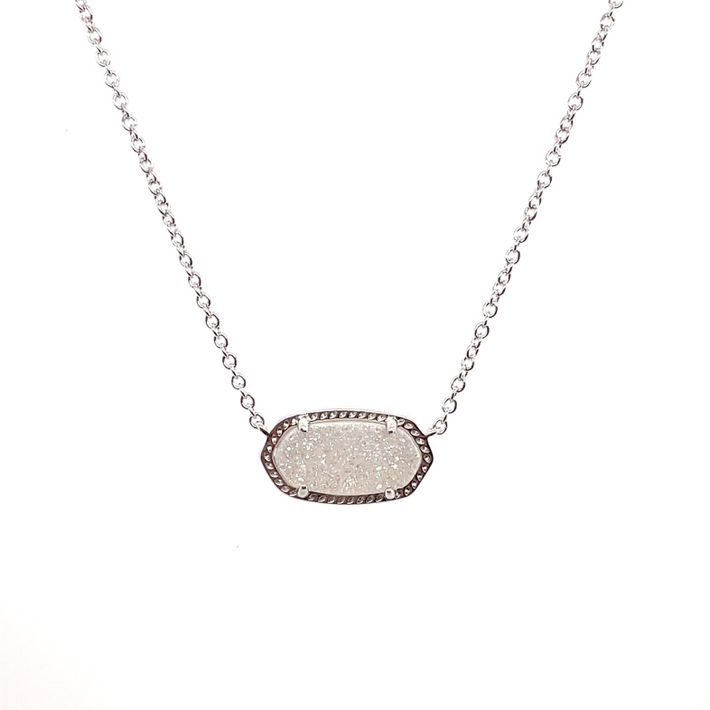 KENDRA SCOTT ELISA IRIDESCENT DRUSY RHODIUM NECKLACE