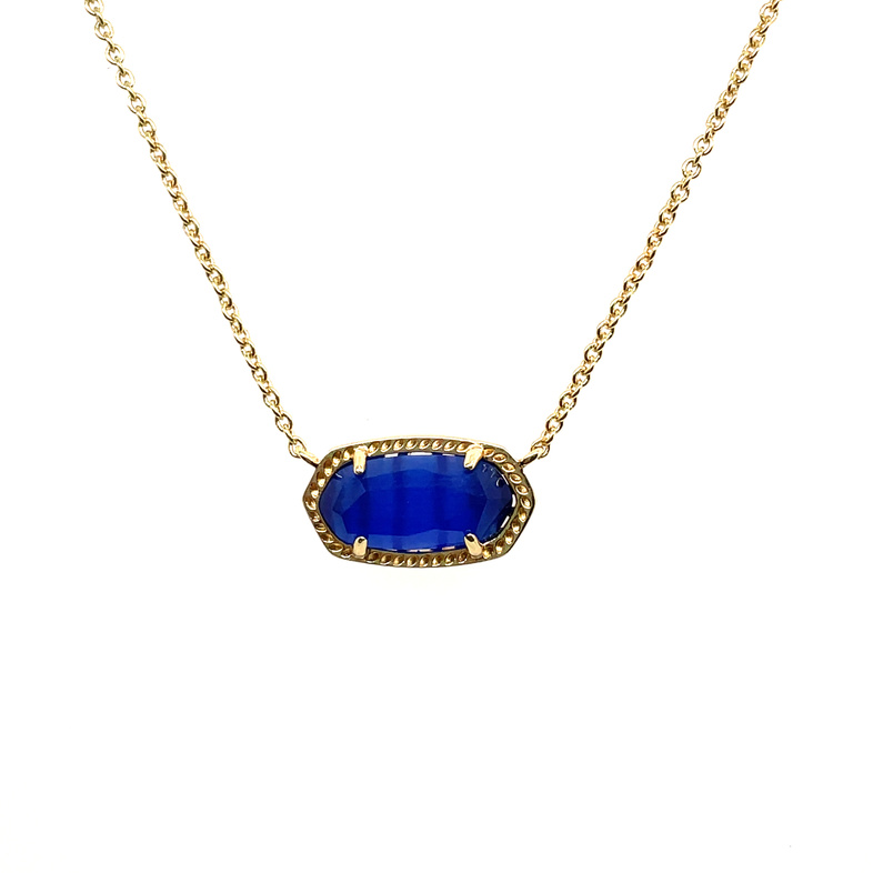 KENDRA SCOTT ELISA COBALT CAT'S EYE GOLD TONE NECKLACE