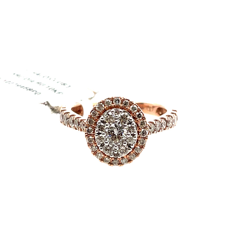 1.00CTW OVAL HALO CLUSTER RING CONTAINING: 45 ROUND DIAMONDS; 10KP