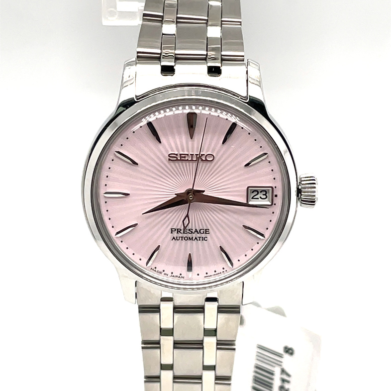 SEIKO ROUND PINK DATE DIAL; LINK BRACELET; STAINLESS