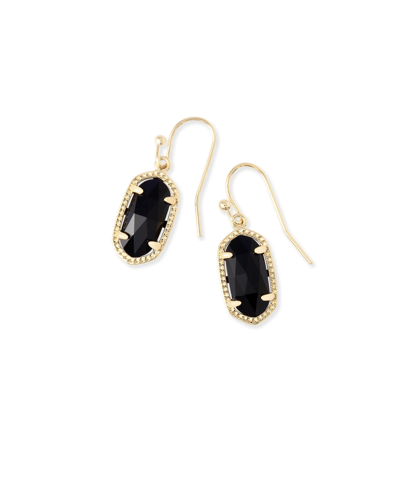 KENDRA SCOTT LEE BLACK GOLD TONE EARRINGS