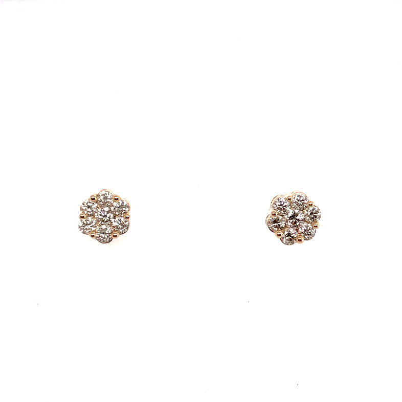 .75CTW DIAMOND ROUND CLUSTER STUD EARRINGS CONTAINING: 14 ROUND DIAMONDS; 10KY