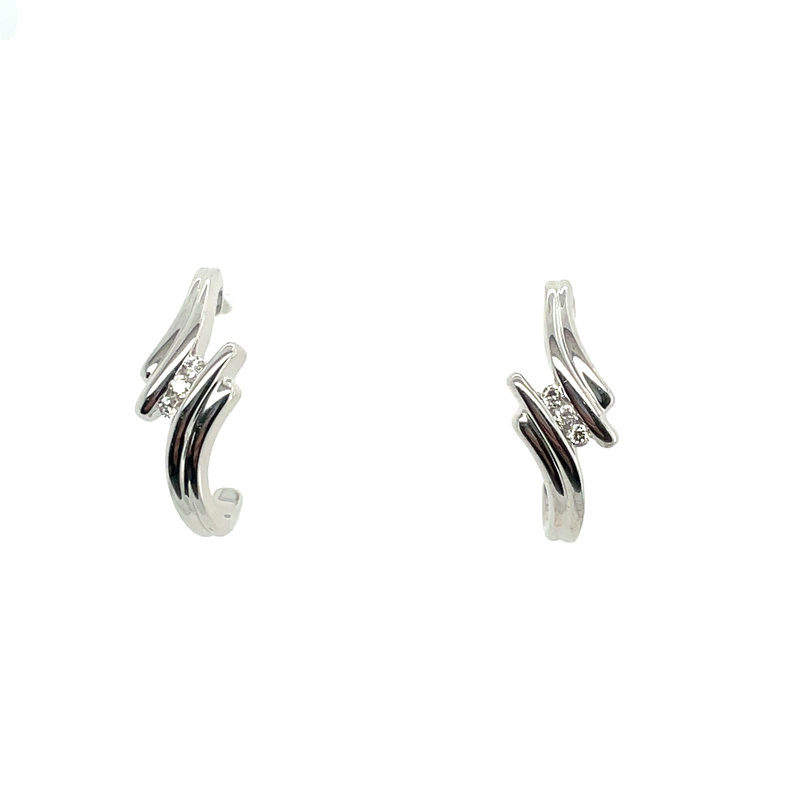 .10CTW 6 ROUND DIAMOND BYPASS EARRINGS; .10CTW; SILVER