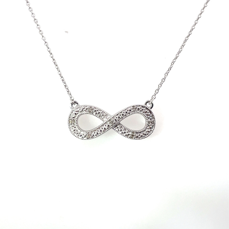 .03CTW DIAMOND INFINITY CENTER NECKLACE; STERLING SILVER