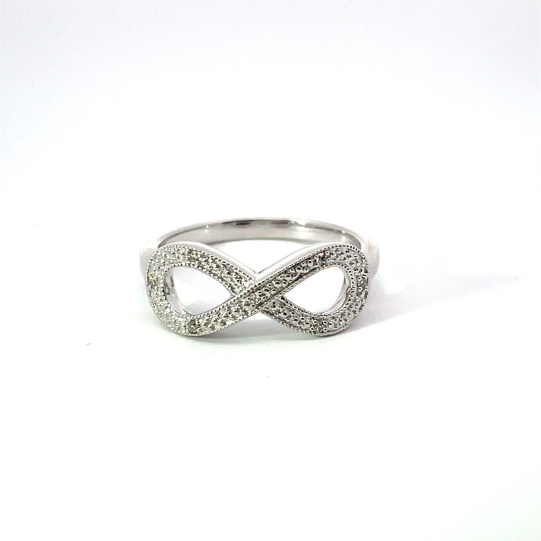 .03CTW DIAMOND INFINITY RING; STERLING SILVER