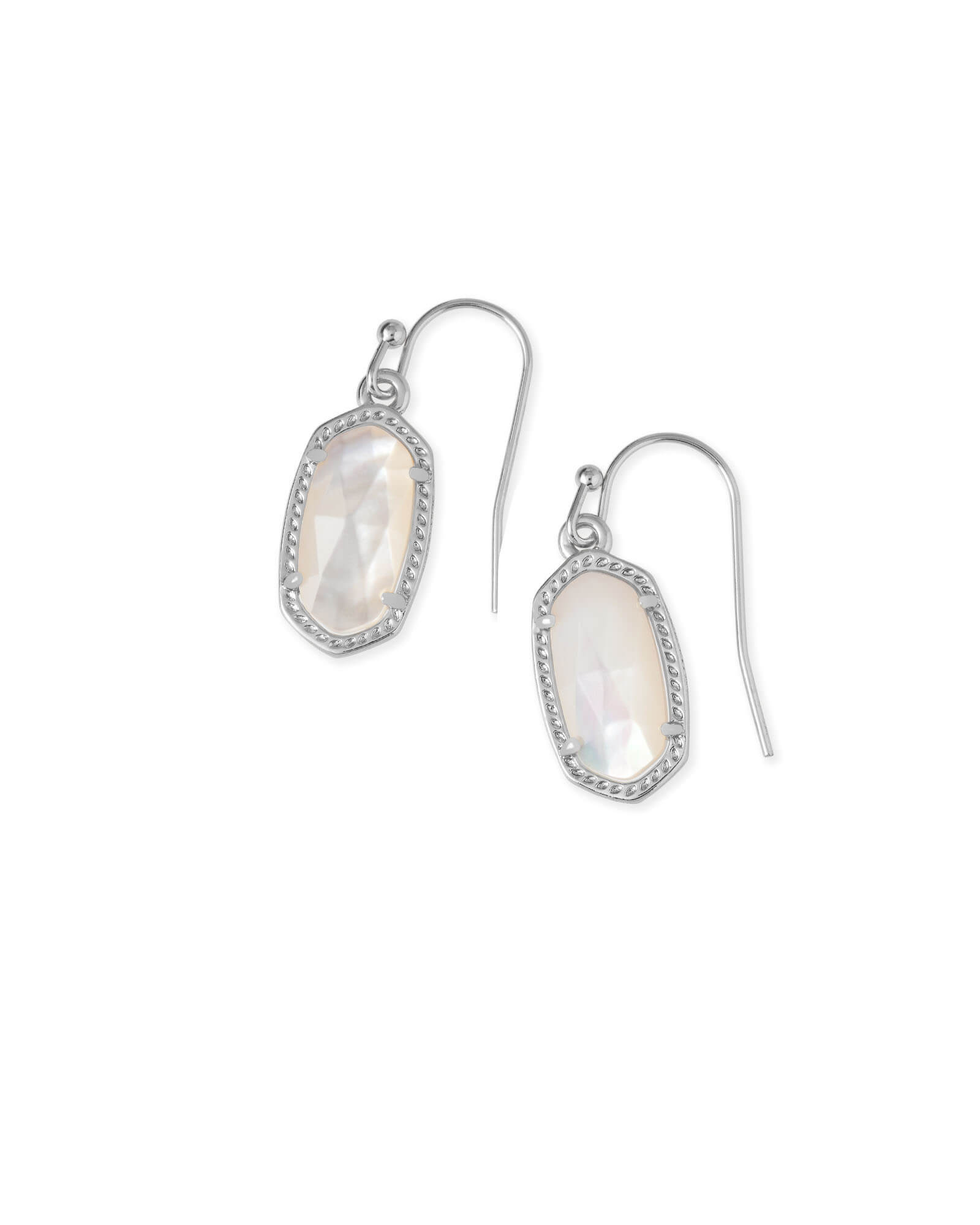Lee Ivory Mother Of Pearl Rhodium Earrings