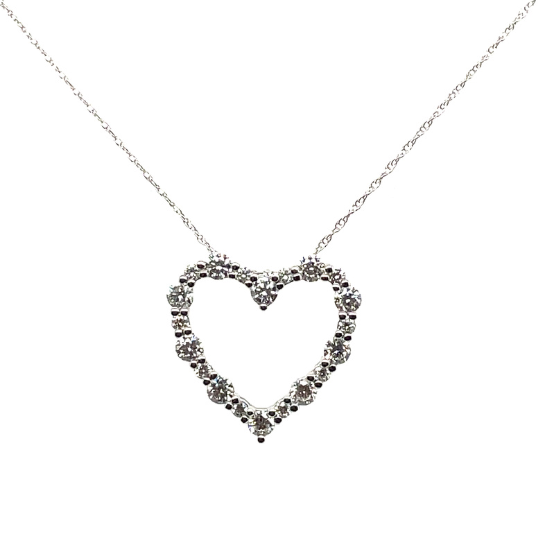 SUPER MAN MADE LAB CREATED 1CTW OPEN HEART DIAMOND PENDANT/CHAIN CONTAINING: 20 ROUND DIAMONDS; 14KW CHAIN INCLUDED
