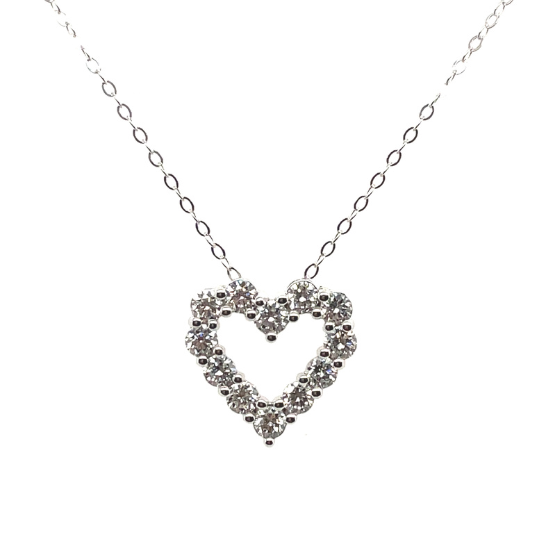 SUPER MAN MADE CREATED 1.00CTW OPEN HEART DIAMOND PENDANT CHAIN CONTAINING: 12 ROUND DIAMONDS; 14KW CHAIN INCLUDED