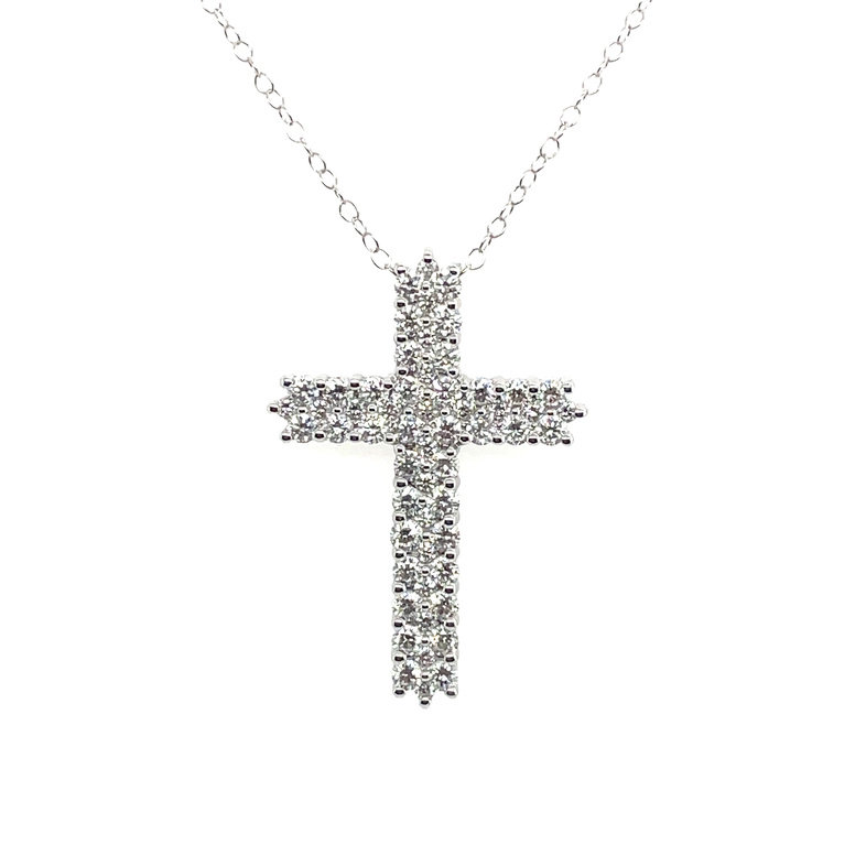 SUPER MAN MADE LAB CREATED 2CTW DIAMOND CROSS PENDANT WITH CHAIN