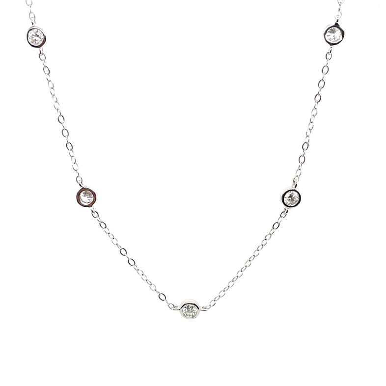 SUPER MAN MADE LAB CREATED 1.00CTW DIAMONDS BY THE YARD 18 NECKLACE CONTAINING: 14 ROUND BEZEL-SET DIAMONDS; 14KW