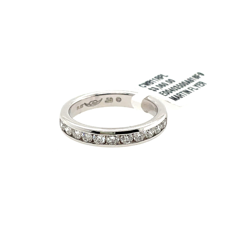 MARTIN FLYER CLASSIC BRIDAL LADIES 11 ROUND HEARTS AND ARROWS DIAMONDS CHANNEL-SET BAND; .50CTW; G-H; SI1-SI2; PLATINUM