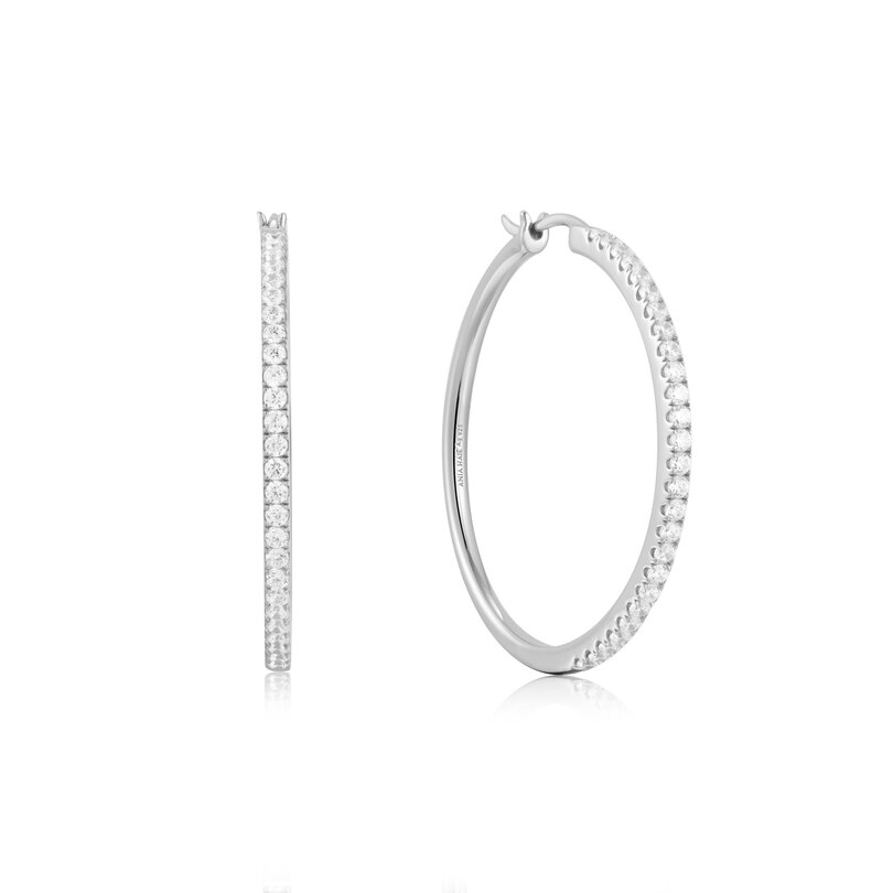 ANIA HAIE SILVER PAVE HOOP EARRINGS