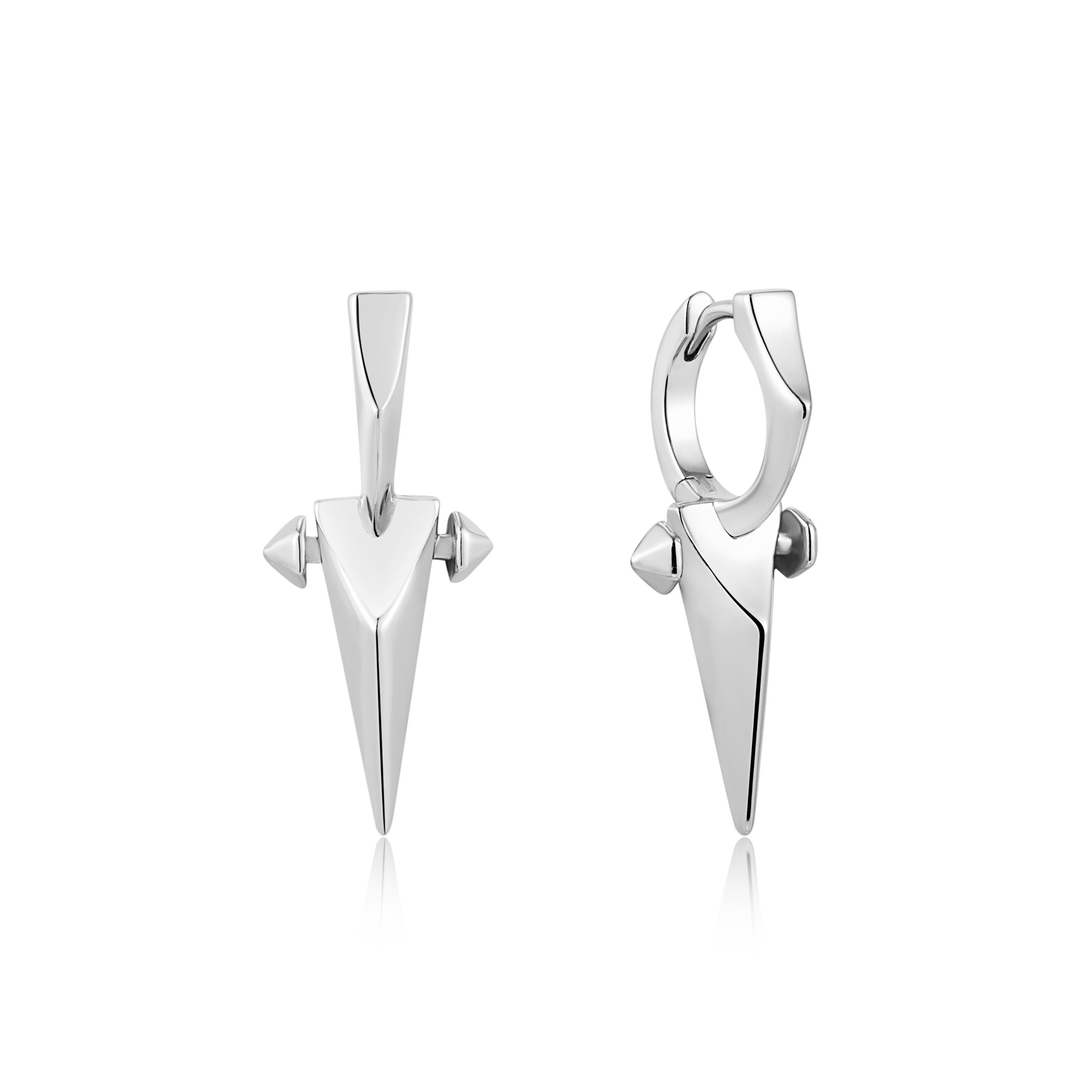 ANIA HAIE SILVER POINT HUGGIE HOOP EARRINGS