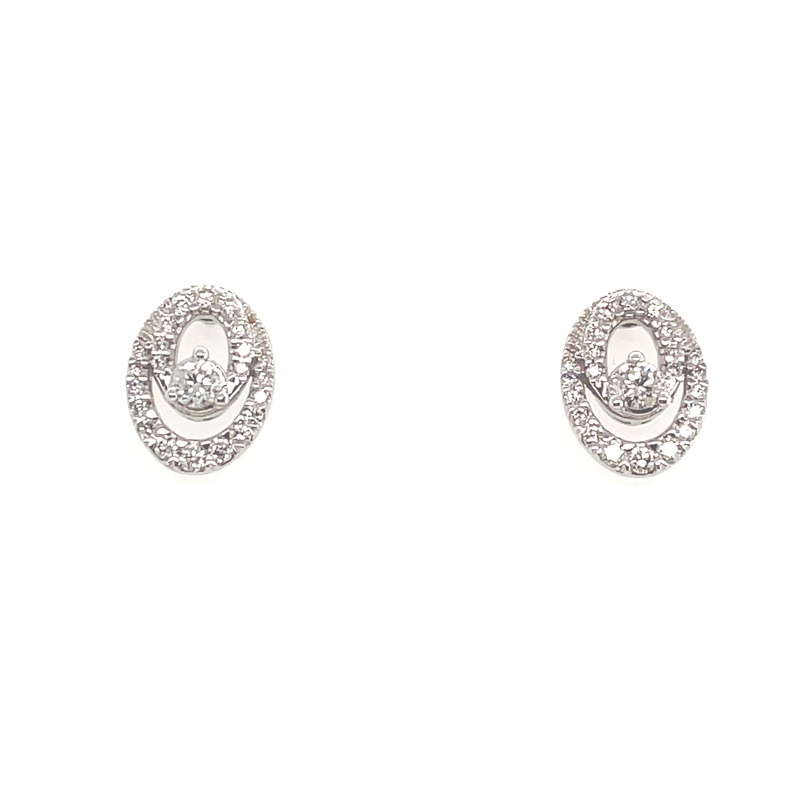1/2CTW OVAL-IN-OVAL DIAMOND EARRINGS CONTAINING: 46 ROUND DIAMONDS; 10KW