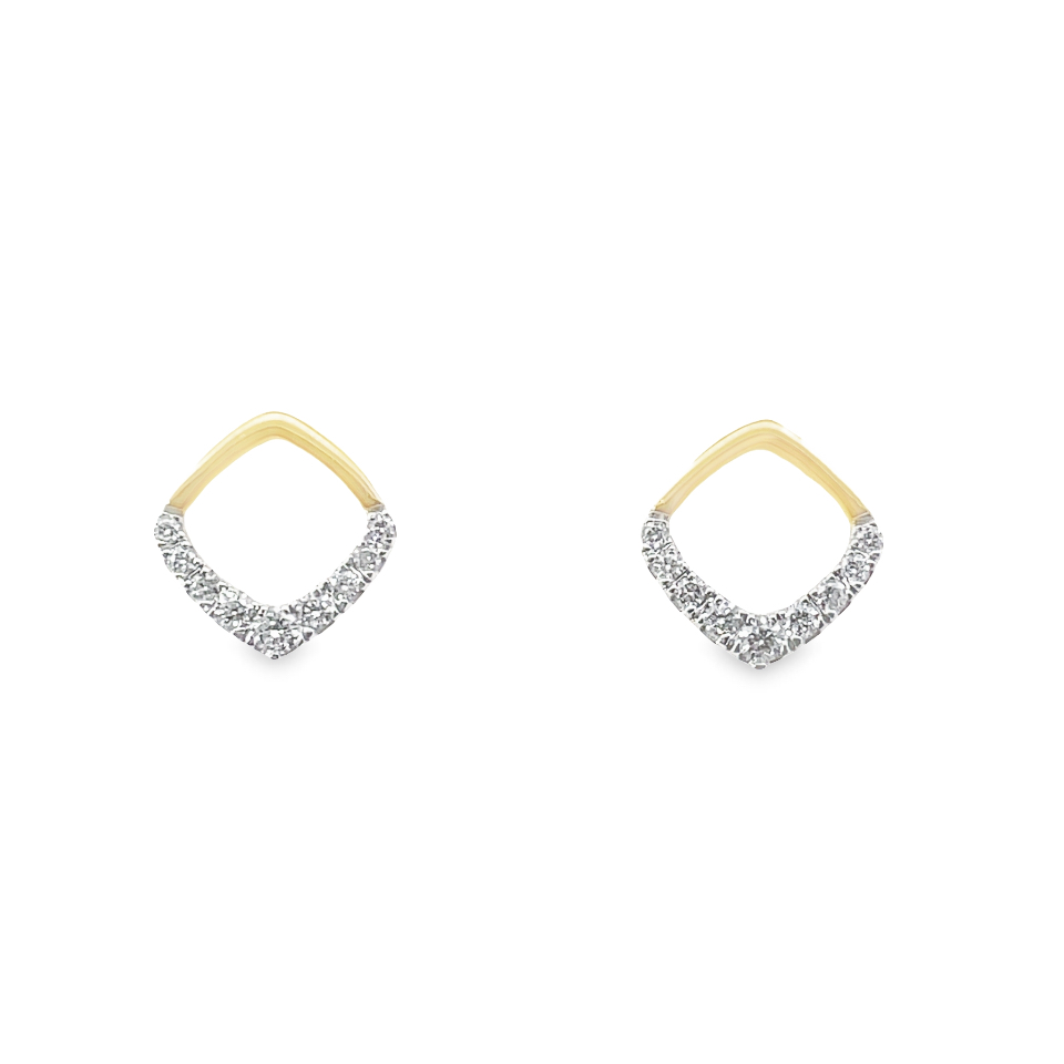 3/8CTW DIAMOND OPEN CUSHION ON POINT EARRINGS CONTAINING: 18 ROUND DIAMONDS; 10KY