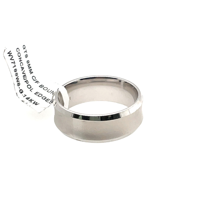 ARTCARVED GTS 8MM COMFORT-FIT BOUNDLESS CONCAVE-CENTER/POLISHED EDGES WEDDING BAND; 14KW
