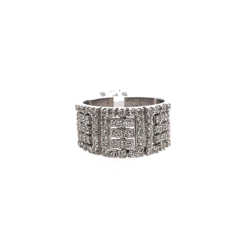 .79CTW DIAMOND LINEAR CUTOUT WIDE BAND RING CONTAINING: 73 ROUND DIAMONDS; 18KW