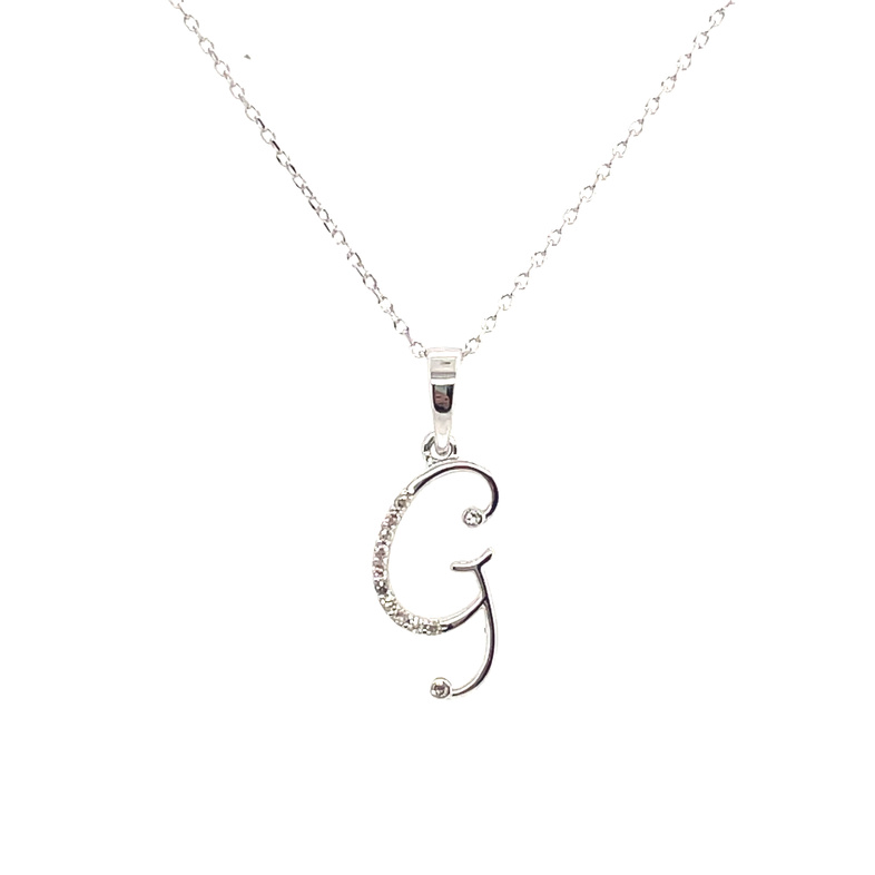 0.05CTW DIAMOND INITIAL G PENDANT/CHAIN CONTAINING: 12 ROUND DIAMONDS; 10KW CHAIN INCLUDED