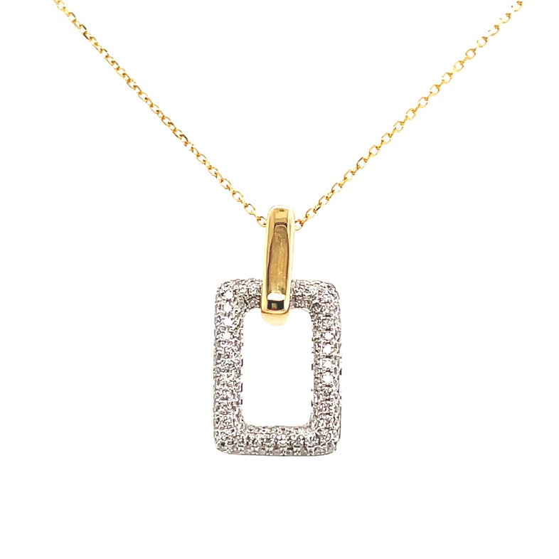 .29CTW TWO-TONE DOUBLE DROP DIAMOND/LINK DESIGN PENDANT/CHAIN CONTAINING: 98 ROUND DIAMONDS; 14KWY CHAIN INCLUDED