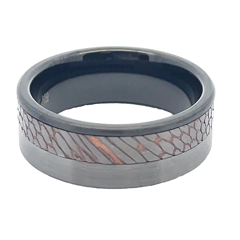 ARTCARVED 8MM BLACK TUNGSTEN AND SUPER CONDUCTOR BAND; SIZE 10