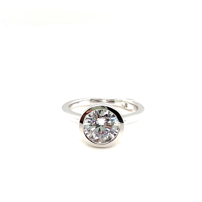 ELLE 8MM ROUND CZ SOLITAIRE RING; SILVER