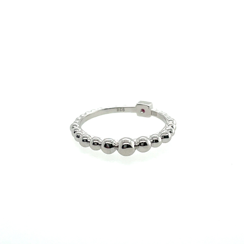 ELLE TAPERED BEAD RING; SILVER