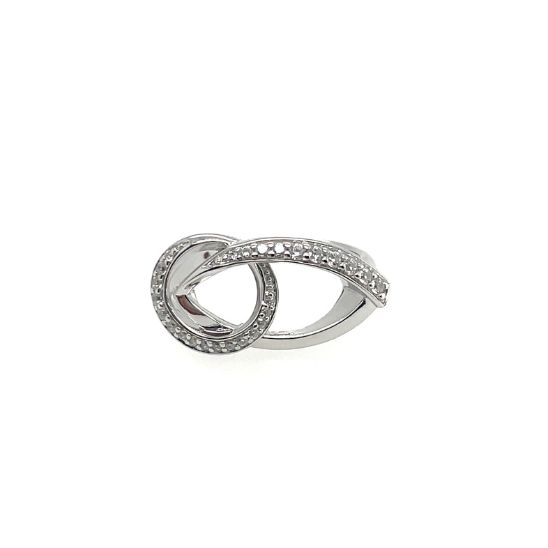 ELLE CZ OPEN CIRCLE/MARQUISE SHAPE RING; SILVER