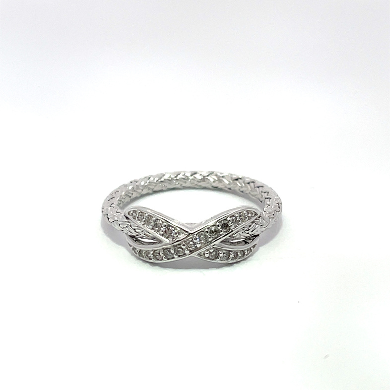 ELLE CZ INFINITY CENTER ENGRAVED RING; SILVER