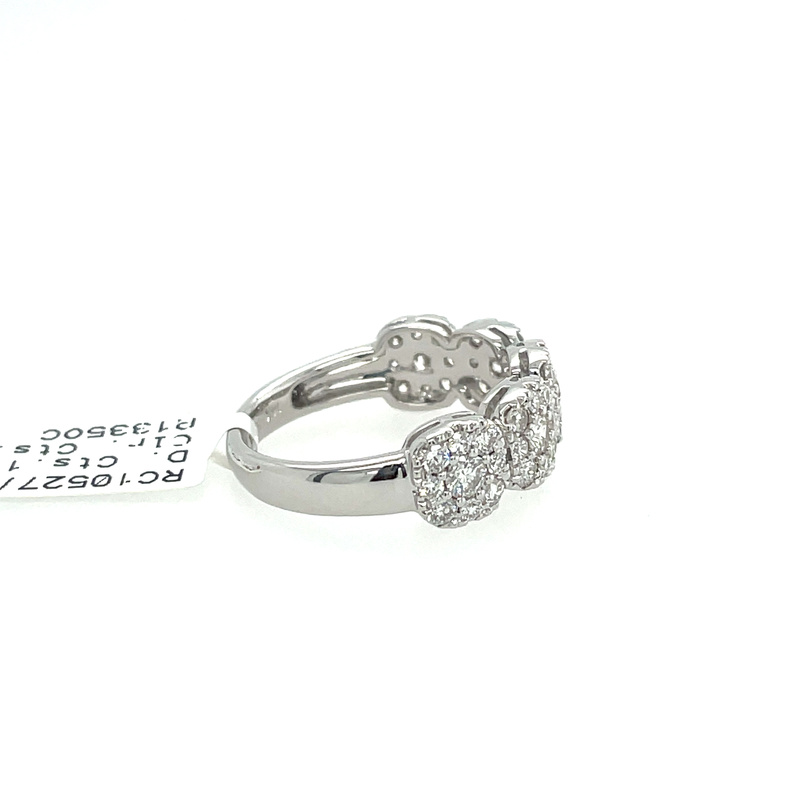1.25CTW LDS 5-CUSHION CLUSTER BAND CONTAINING: 45 ROUND PRONG-SET DIAMONDS;G-H; SI; 14KW