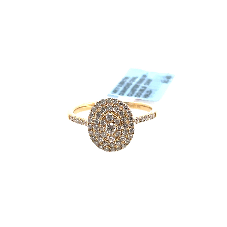 .50CTW DIAMOND DOUBLE-HALO OVAL CLUSTER RING CONTAINING: 61 ROUND DIAMONDS; 14KY