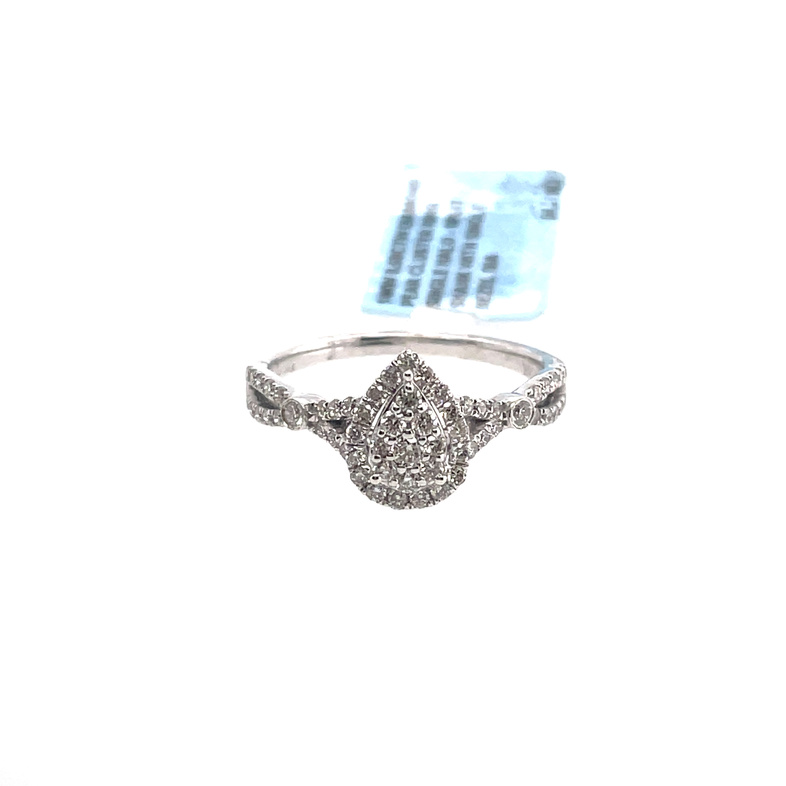 .50CTW DIAMOND PEAR SHAPE HALO/CLUSTER RING CONTAINING: 60 ROUND DIAMONDS; 14KW