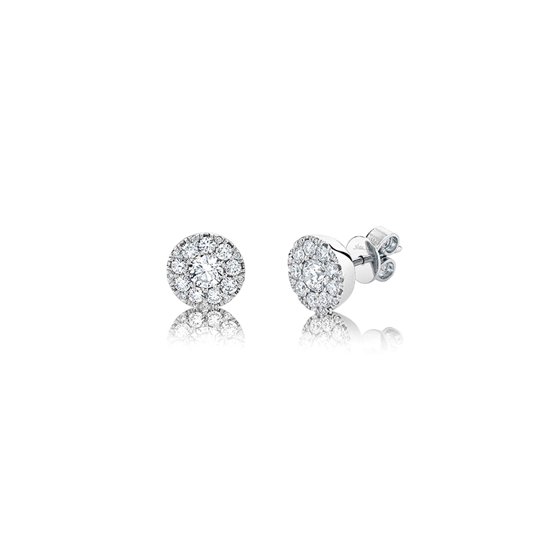 .50CTW LDS RD CLUSTER EARRINGS CONTAINING 38 ROUND DIAMONDS 14KW