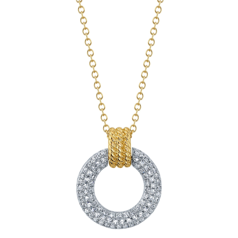 .18CTW DIAMOND PAVE CIRCLE PENDANT/CHAIN CONTAINING: 84 ROUND DIAMONDS; 14KYW 14KY CHAIN INCLUDED