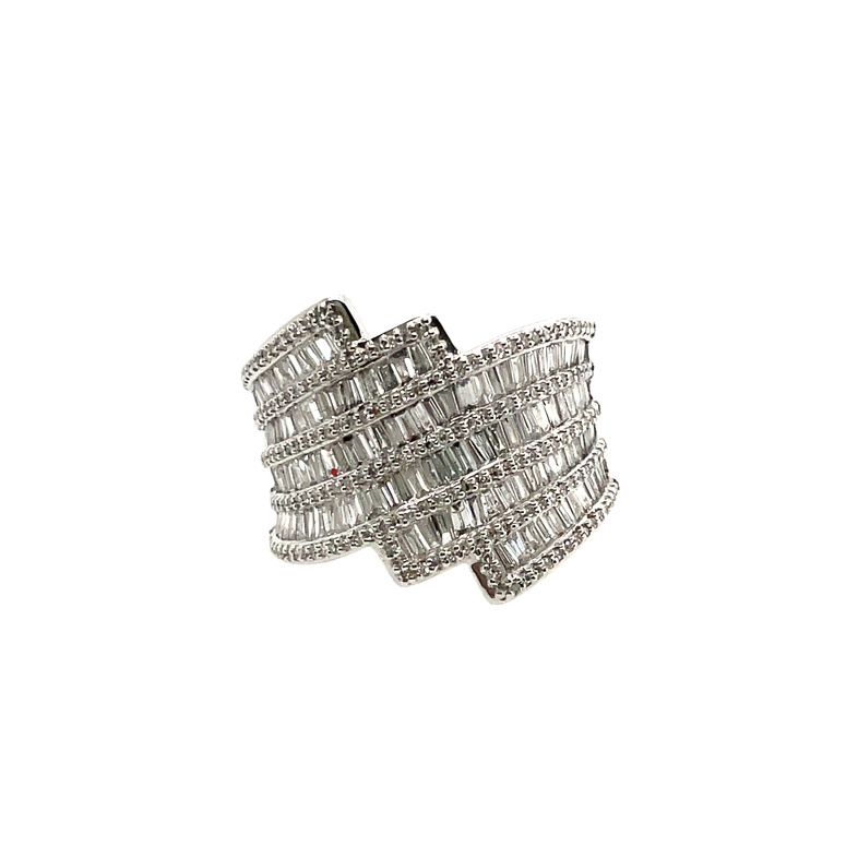 1.52CTW 6-ROW BYPASS WIDE BAND RING CONTAINING: 195 ROUND DIAMONDS; .32CTW; + 119 BAGUETTE DIAMONDS; 1.20CTW; 14KW