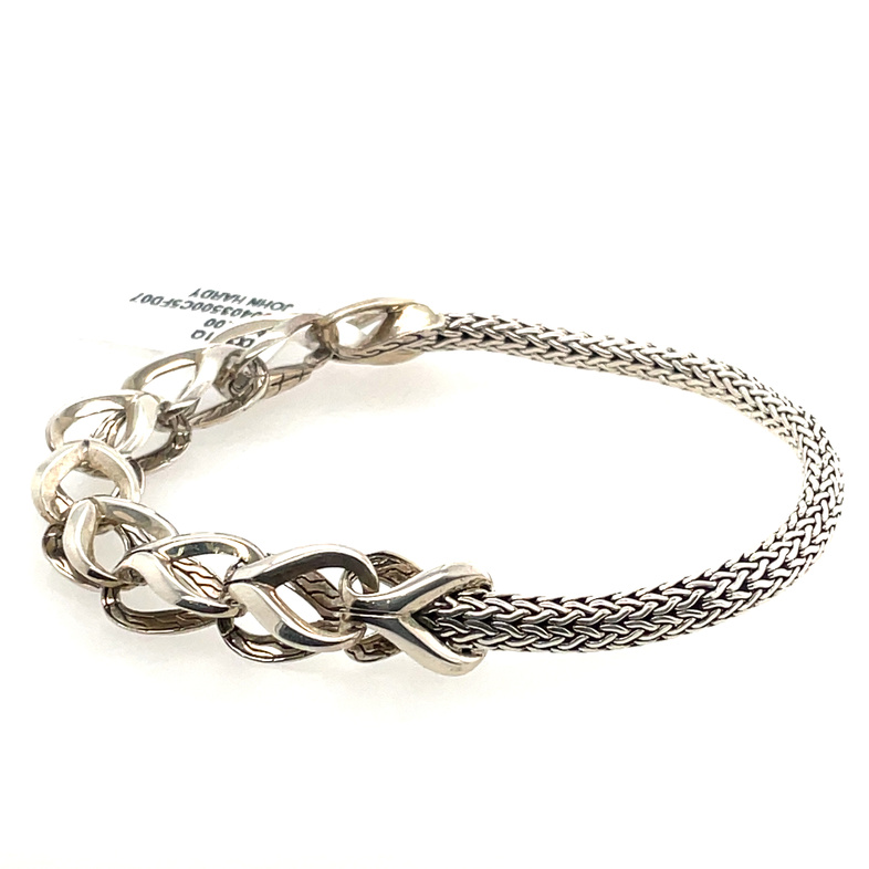 Asli Classic Chain 9.5Mm Silver Half Link Bracelet, Sz M
