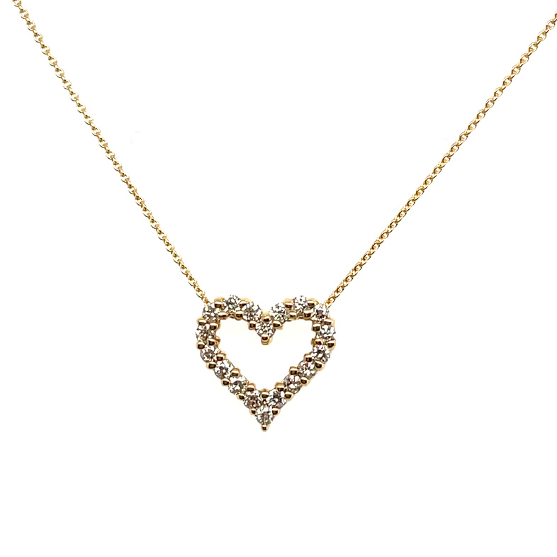 .27CTW OPEN-HEART PENDANT/CHAIN CONTAINING: 18 ROUND DIAMONDS; I-J; SI2; 14KY CHAIN INCLUDED