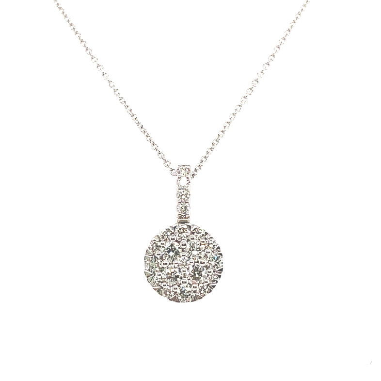 .46CTW DIAMOND PAVE ROUND DISC PENDANT/CHAIN CONTAINING: 21 ROUND DIAMONDS; I-J; SI2; 14KW CHAIN INCLUDED