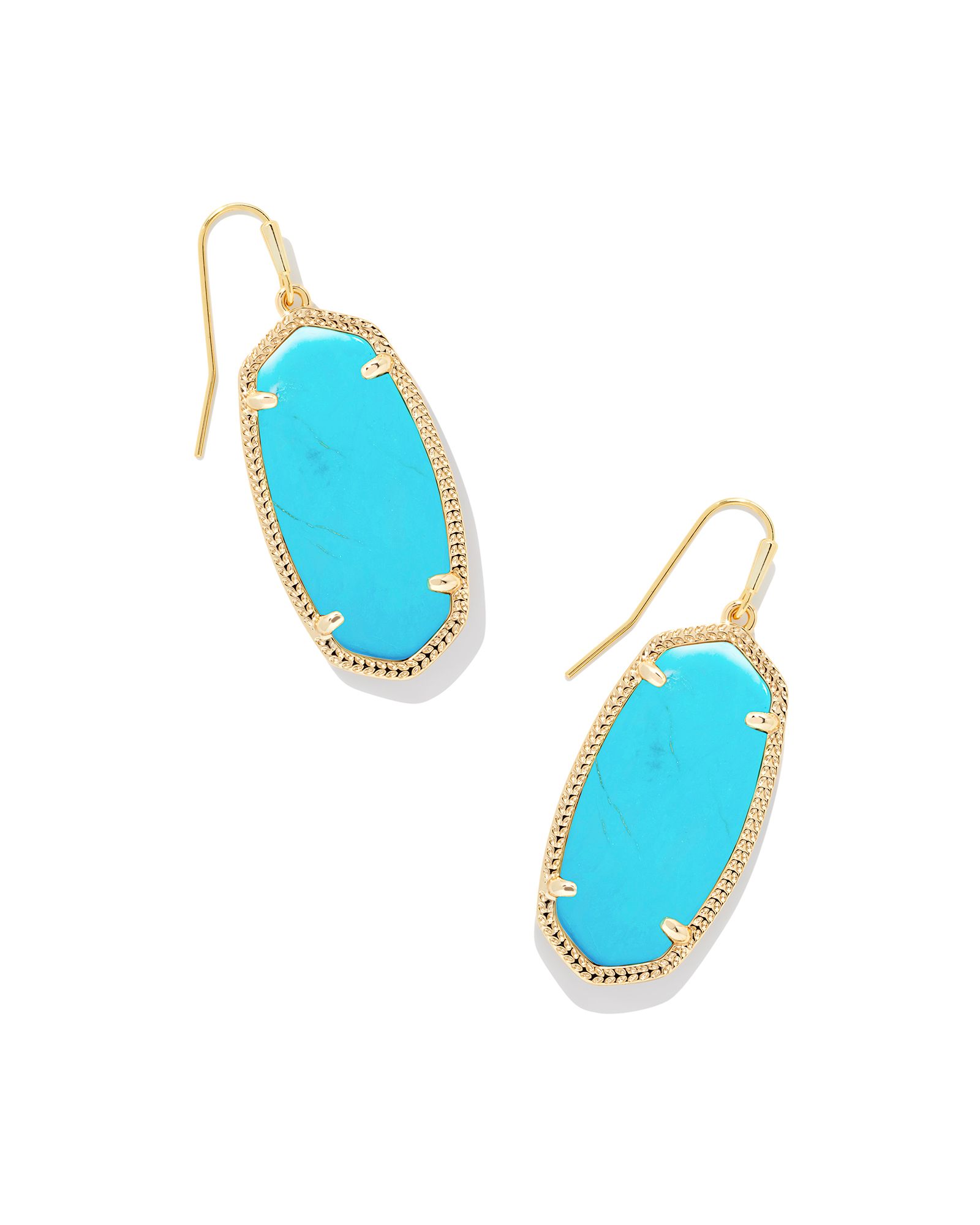 KENDRA SCOTT ELLE TURQUOISE GOLD TONE EARRINGS