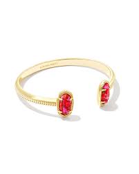 KENDRA SCOTT ELTON RED FUCHSIA GOLD TONE CUFF BRACELET