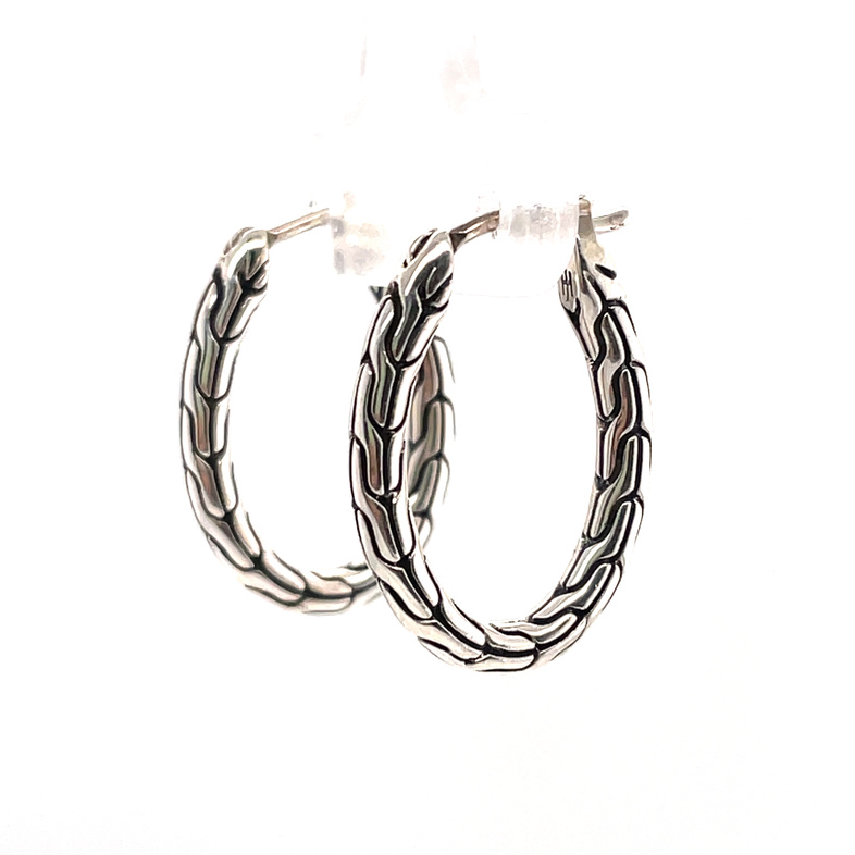 Classic Chain Silver Hoop 20Mm Earrings
