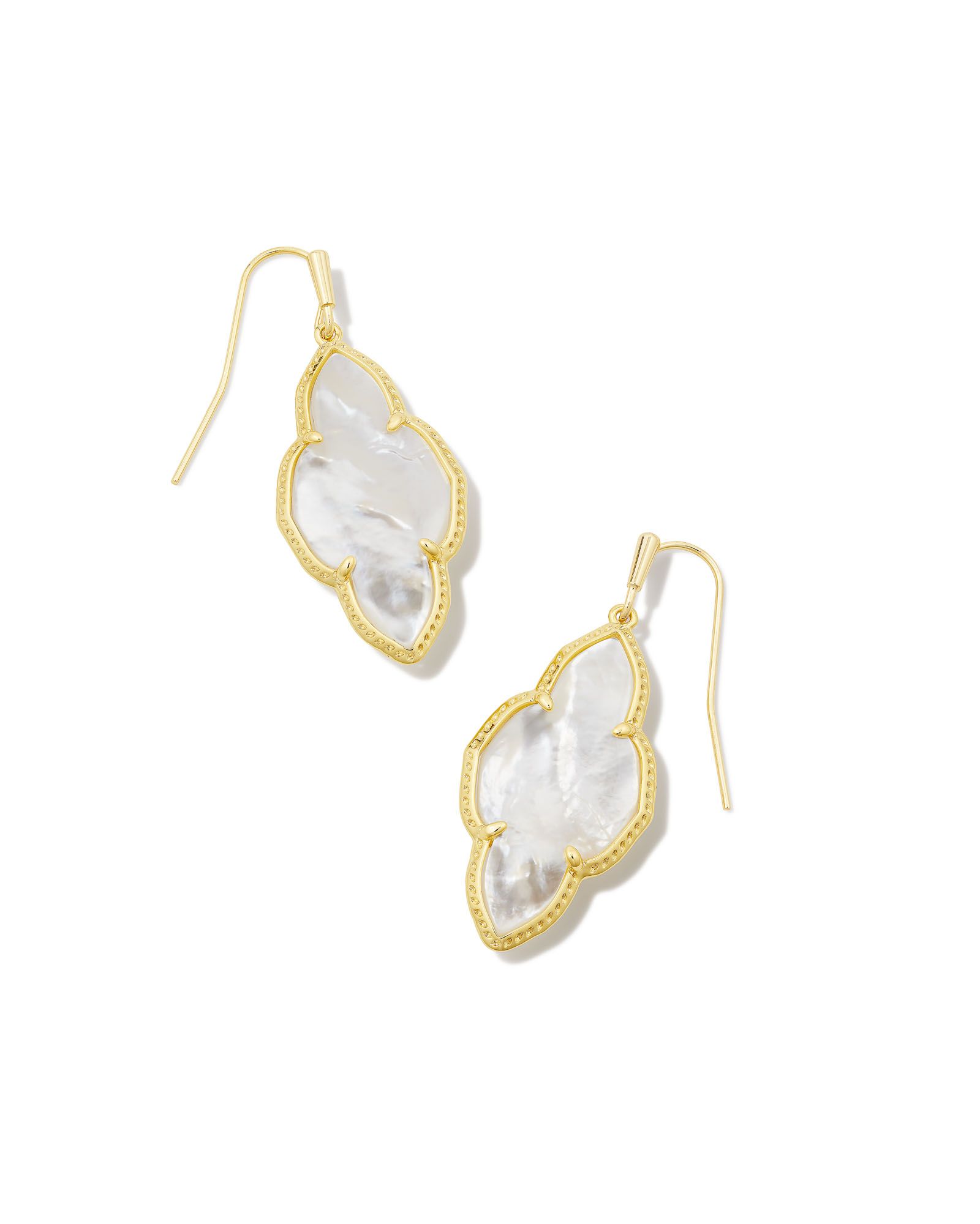 KENDRA SCOTT ABBIE IVORY MOTHER OF PEARL GOLD TONE DROP EARRINGS