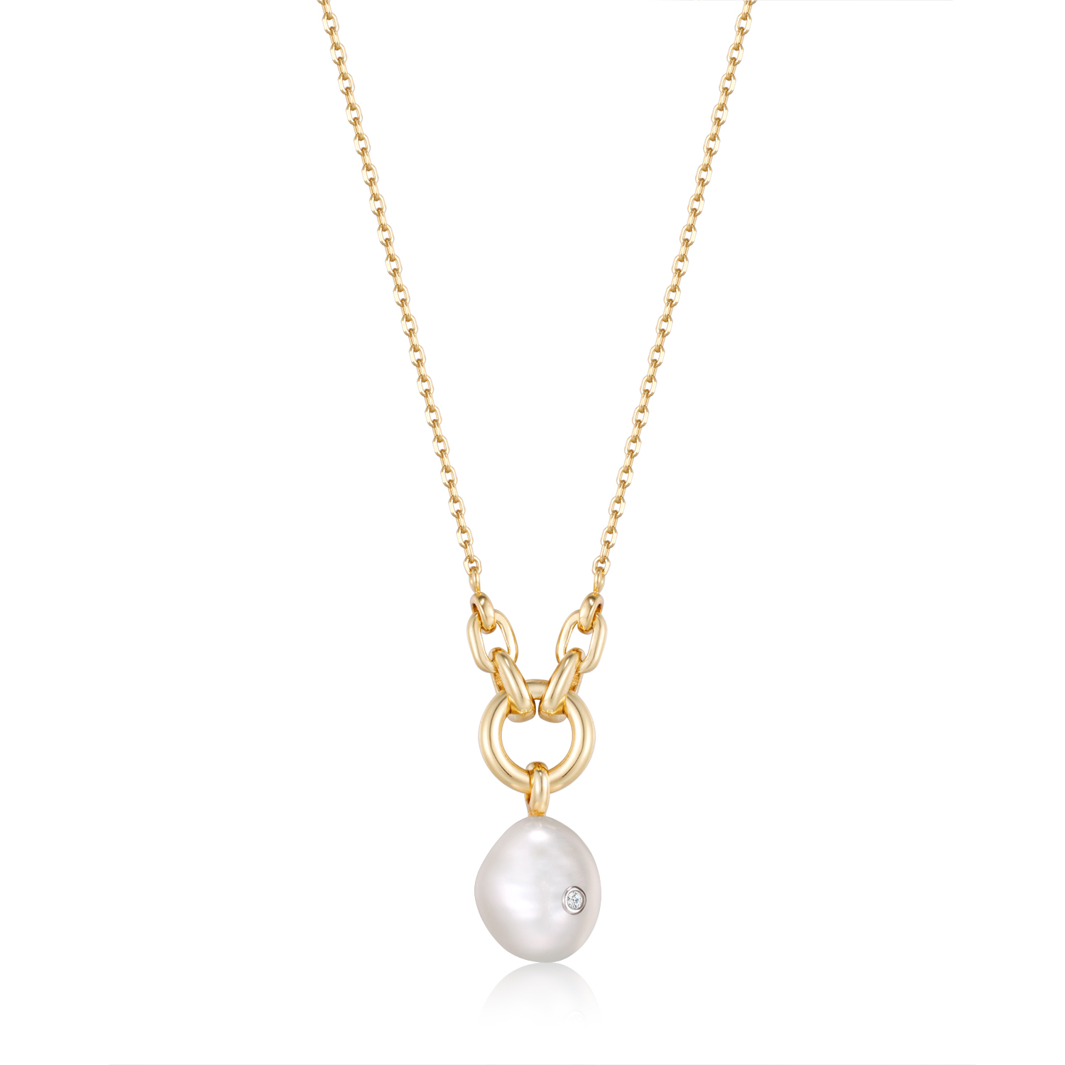 ANIA HAIE GOLD PEARL SPARKLE PENDANT NECKLACE