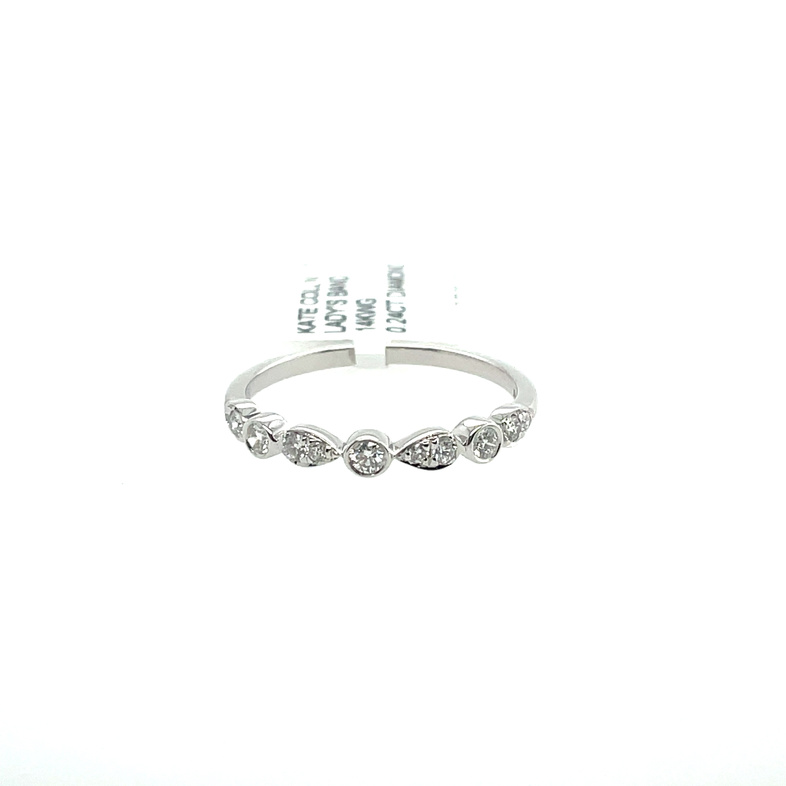 .24CTW LDS DIAMOND ROUND AND PEAR SHAPE STATIONS BAND CONTAINING: 11 ROUND DIAMONDS; 14KW
