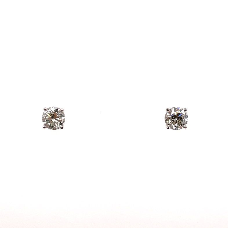 SUPER MAN-MADE LAB CREATED .75CTW DIAMOND STUD EARRINGS; I-J; VS1-VS2; 14KW